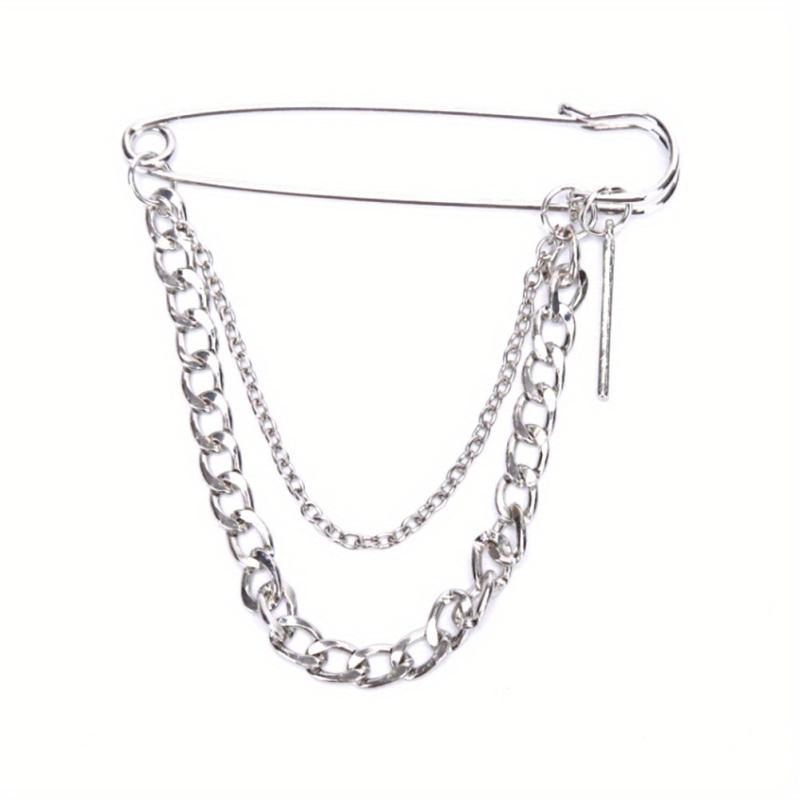 Classic Tassel Chain Pin Brooch Punk Hip Hop Jewelry