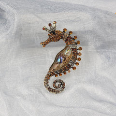 Vintage Shell Rhinestone Seahorse Enamel Pins Badges Classic Sea Animal