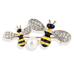 Enamel Honeycomb Bees Brooch Rhinestone Insects Corsage Pin