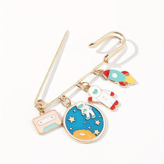 Spaceman Astronaut Clothes Pin Creative Cartoon Rainbow Pony Butterfly Brooch