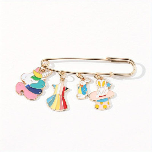 Spaceman Astronaut Clothes Pin Creative Cartoon Rainbow Pony Butterfly Brooch