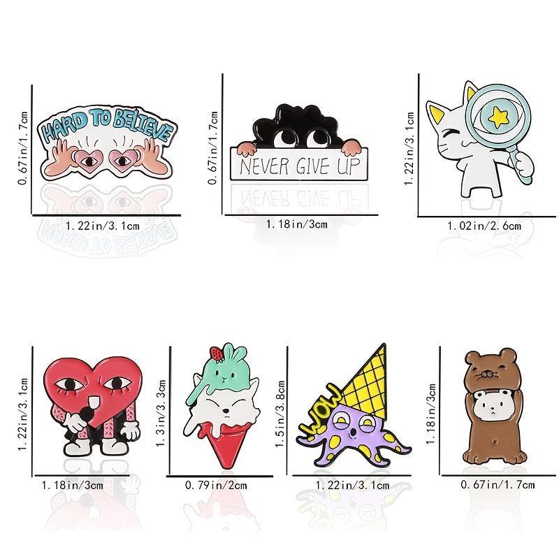 Large Eye Shaped Brooch Magnifying Glass Cat Rabbit Squid Bear