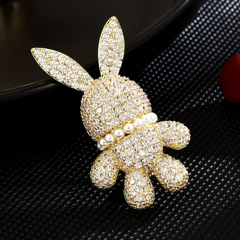 Zircon Rabbit Brooch for Men & Women
