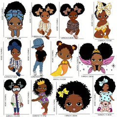 1pc Afro Girl Boy Iron on Sticker For Men Heat Transfer Vinyl Patches