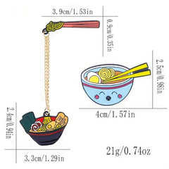 2pcs Cartoon Ramen Pin Enamel Noodle Bowl Brooch For Men