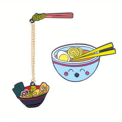2pcs Cartoon Ramen Pin Enamel Noodle Bowl Brooch For Men
