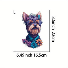 1pc Cartoon Dog Heat Transfer Sticker for DIY Clothes & T-Shirts