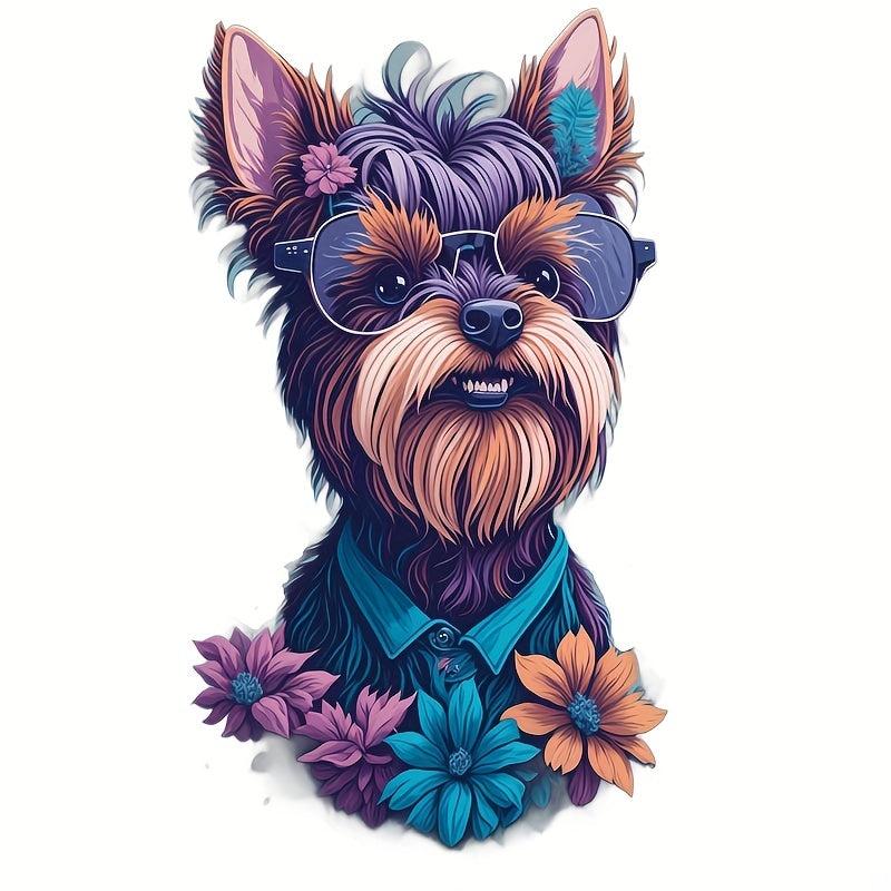 1pc Cartoon Dog Heat Transfer Sticker for DIY Clothes & T-Shirts