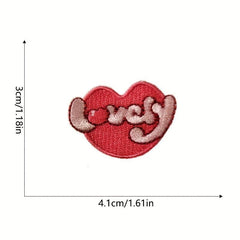 8pcs Love Theme Iron On Patches Embroidered Self Adhesive Heart Patches