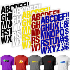 Iron-on Letters Heat Transfer Printing Stickers for Clothes, 5.08cm, 7 Colors