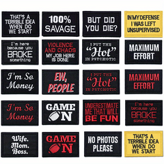 20pcs Letter Badge Cartoon Stickers For Men Computer Embroidered Chapter Patch