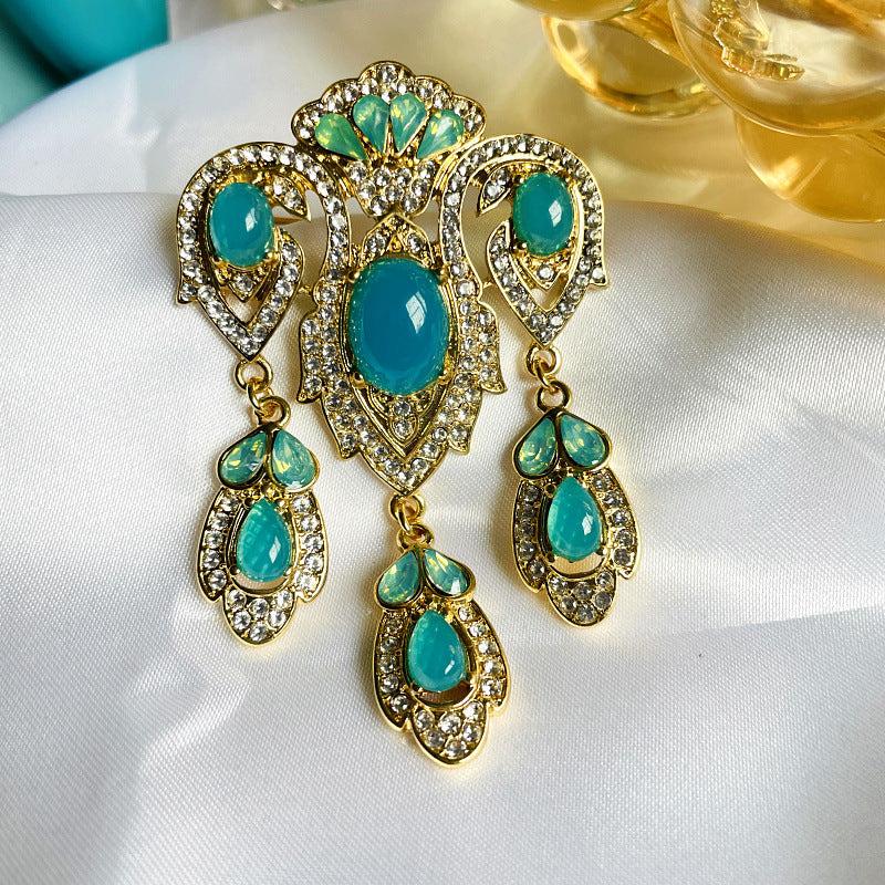Medieval Court Style Crystal Brooch Scarf Buckle Cheongsam Accessories