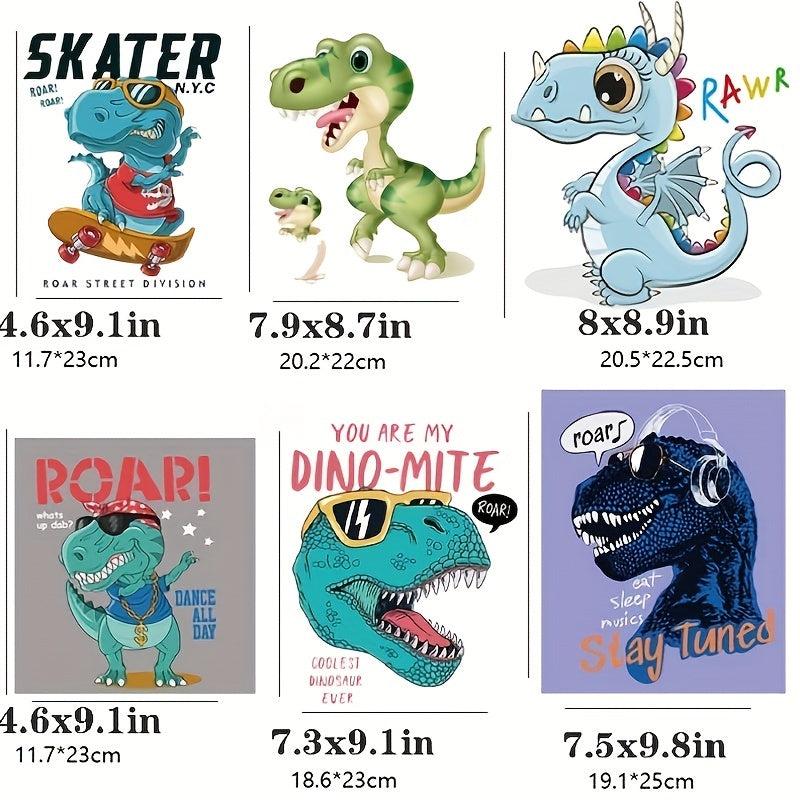 Dinosaur Iron On Patches Heat Transfer Vinyl Cartoon Animal Appliques