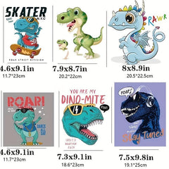 Dinosaur Iron On Patches Heat Transfer Vinyl Cartoon Animal Appliques