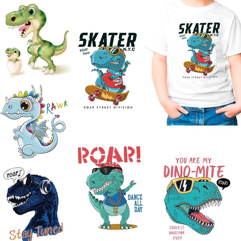 Dinosaur Iron On Patches Heat Transfer Vinyl Cartoon Animal Appliques