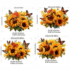 4PCS Sunflower Clothes Patches DIY Heat Transfer Iron On Applique Patches