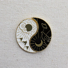 Sun Moon Enamel Brooch for Men Clothing