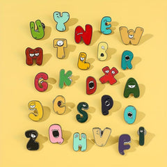 Funny Letter Enamel Pins Metal Badges Cartoon Brooches Hat Backpacks