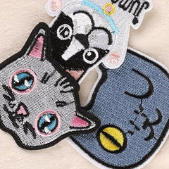 6pcs Boys Cartoon Cat Dog Embroidery DIY Patch for Clothes Backpack Hat