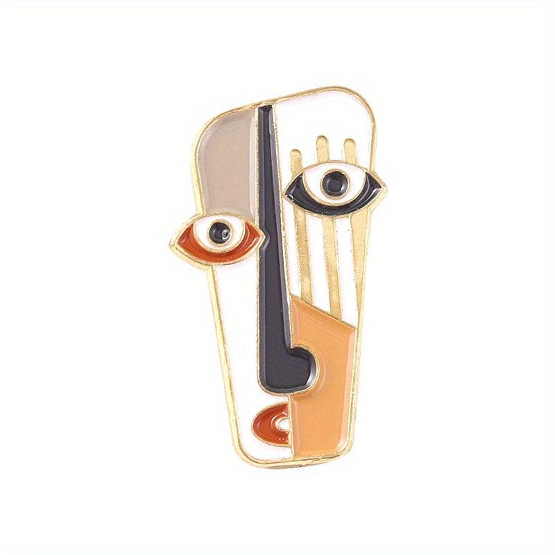 Geometric Portrait Enamel Pins Abstract Face Brooches