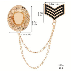 Double Layer Tassel Chain Brooch Western Cowboy Hat Shape Corsage Suit Accessori