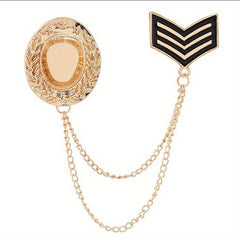 Double Layer Tassel Chain Brooch Western Cowboy Hat Shape Corsage Suit Accessori