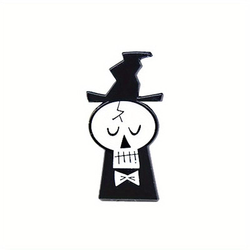 Cartoon Skull Wizard Brooch for Halloween Costume