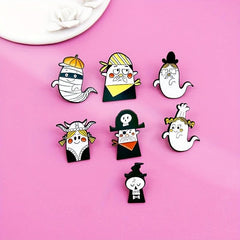 Cartoon Skull Wizard Brooch for Halloween Costume