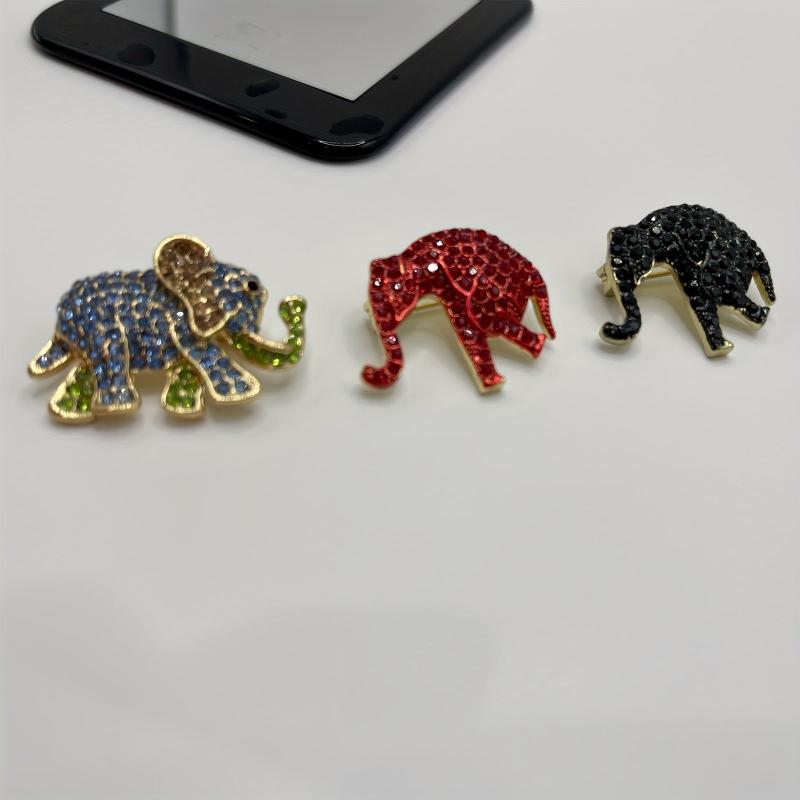 Elephant Rhinestone Brooch Cartoon Animal Badge Shirt Bags Decor
