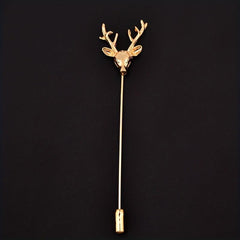 Retro Deer Head Brooch Men's Small Suit Inserted Long Needle Style