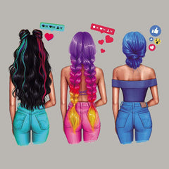 Social Woman Patches Heat Transfer DIY Vinyl Tops Patches Iron T Shirt