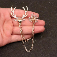 Reindeer Rhinestone Brooch All match Clothing Decoration