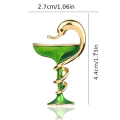 Snake Wine Cup Metal Drop Oil Brooch for Men
