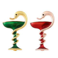 Snake Wine Cup Metal Drop Oil Brooch for Men