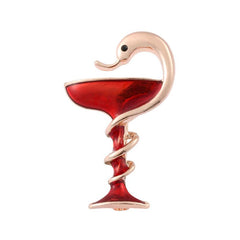 Snake Wine Cup Metal Drop Oil Brooch for Men