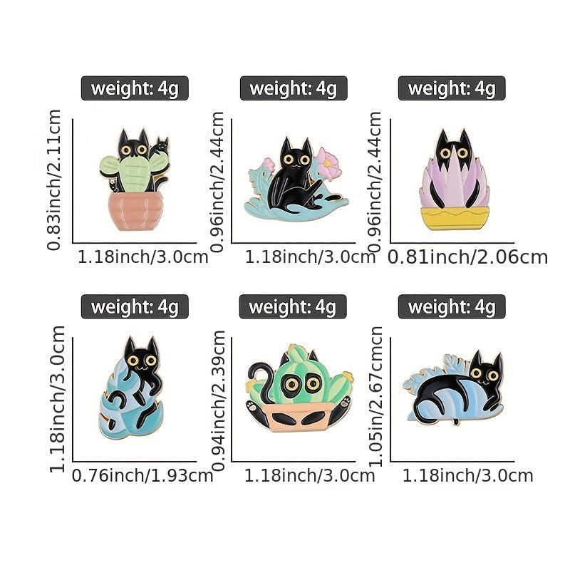Cat Plant Enamel Pin Green Brooch Flower Jewelry Metal Lapel Pin
