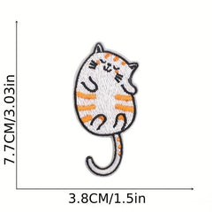 15pcs Cat Family Embroidery Patches For Men Computer Cartoon Kitten Ironing