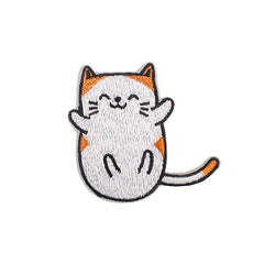 15pcs Cat Family Embroidery Patches For Men Computer Cartoon Kitten Ironing