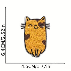 15pcs Cat Family Embroidery Patches For Men Computer Cartoon Kitten Ironing