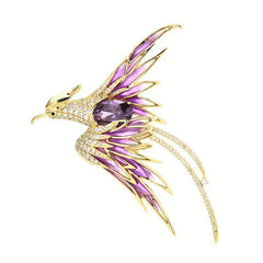 Crystal Phoenix Bird Brooch Enamel Flying Beauty Bird Brooch Pin