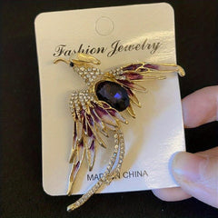 Crystal Phoenix Bird Brooch Enamel Flying Beauty Bird Brooch Pin