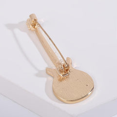 Pop Musical Instrument Guitar Breast Floral Pin Men Unisex