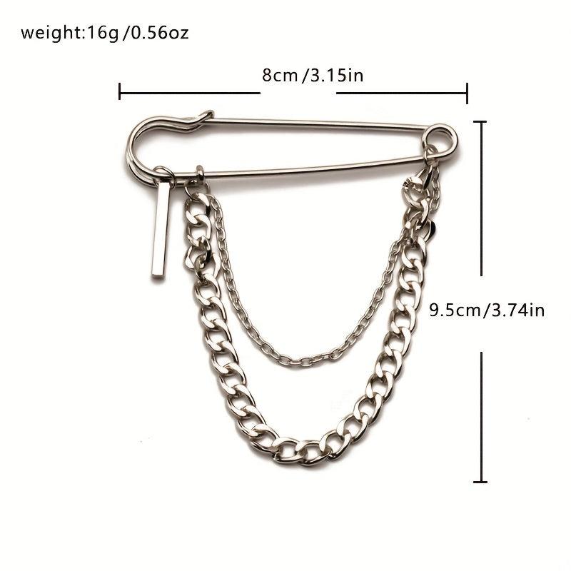 Men's Chain Pin Brooch Street Metal Decoration Hip hop Western Clothing Accessor