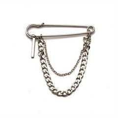 Men's Chain Pin Brooch Street Metal Decoration Hip hop Western Clothing Accessor