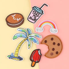 6pcs Cartoon Coconut Tree Cookies Embroidered Patch for Jacket