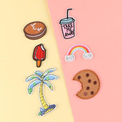 6pcs Cartoon Coconut Tree Cookies Embroidered Patch for Jacket