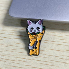 Yellow Kitten Pancake Brooch for Men
