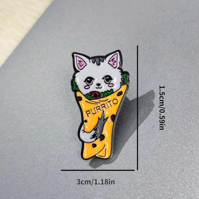 Yellow Kitten Pancake Brooch for Men