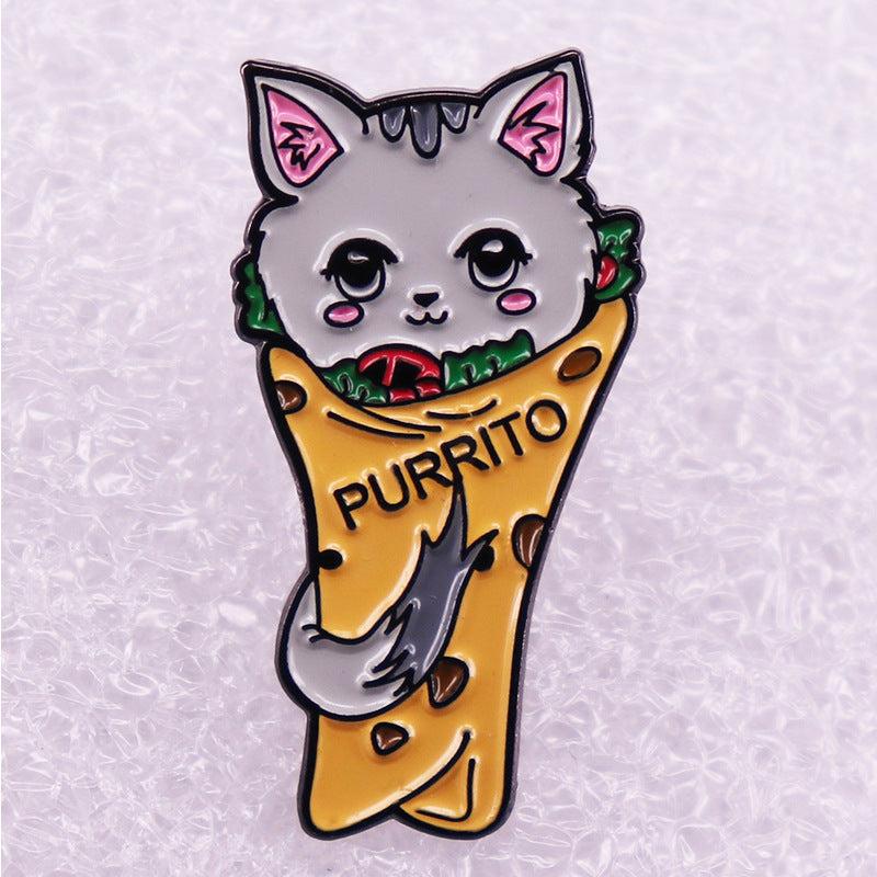 Yellow Kitten Pancake Brooch for Men