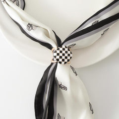 Plaid Scarf Ring Clip Square Clip Buckle Holder